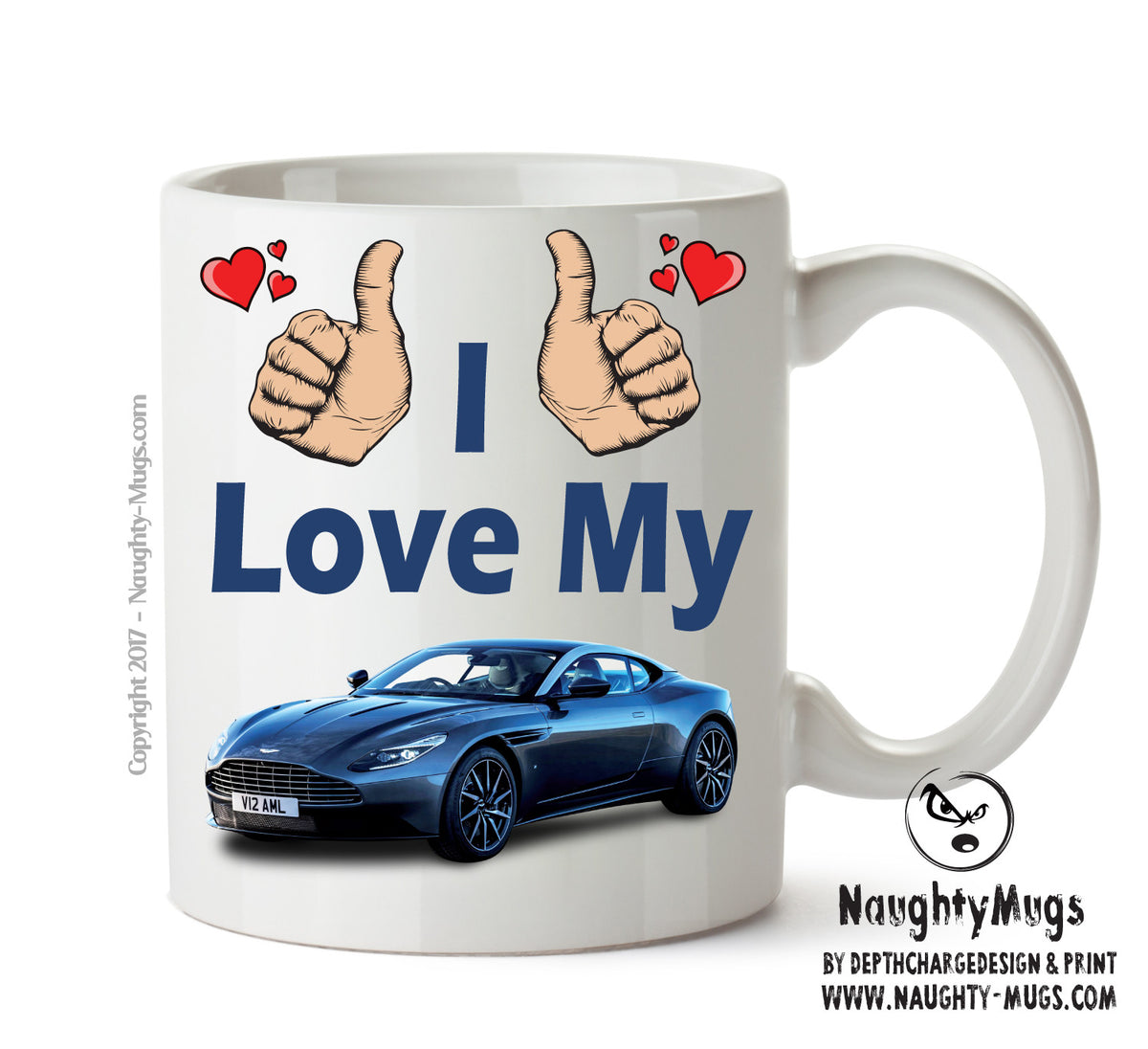 I Love My Aston Martin DB11 Printed Mug – printed mug product image 1