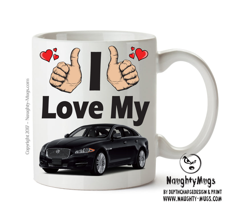 I Love My Jaguar XJ Black Printed Mug