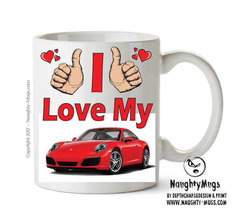 I Love My Porsche 911 Red Printed Mug FUNNY