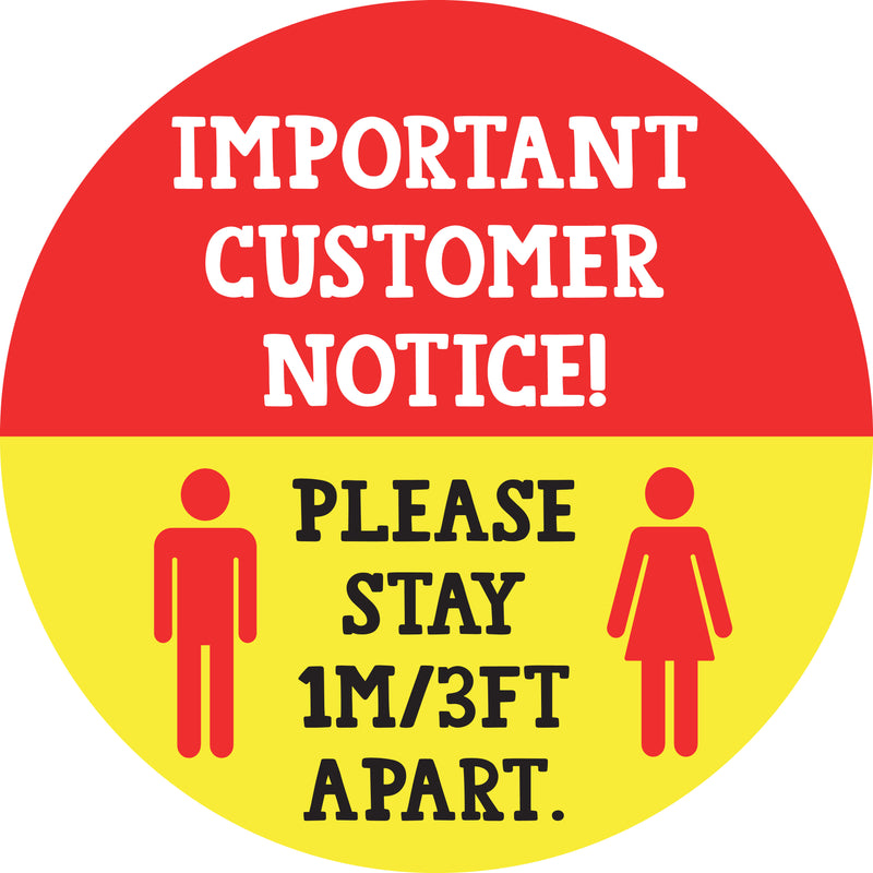 Important Customer Notice Please Stay 1m 3ft Apart Social Distancing Floor Stickers
