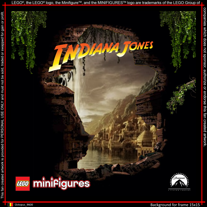 Indiana Jones Lego Display Case - Minifigure Display Background and Frames