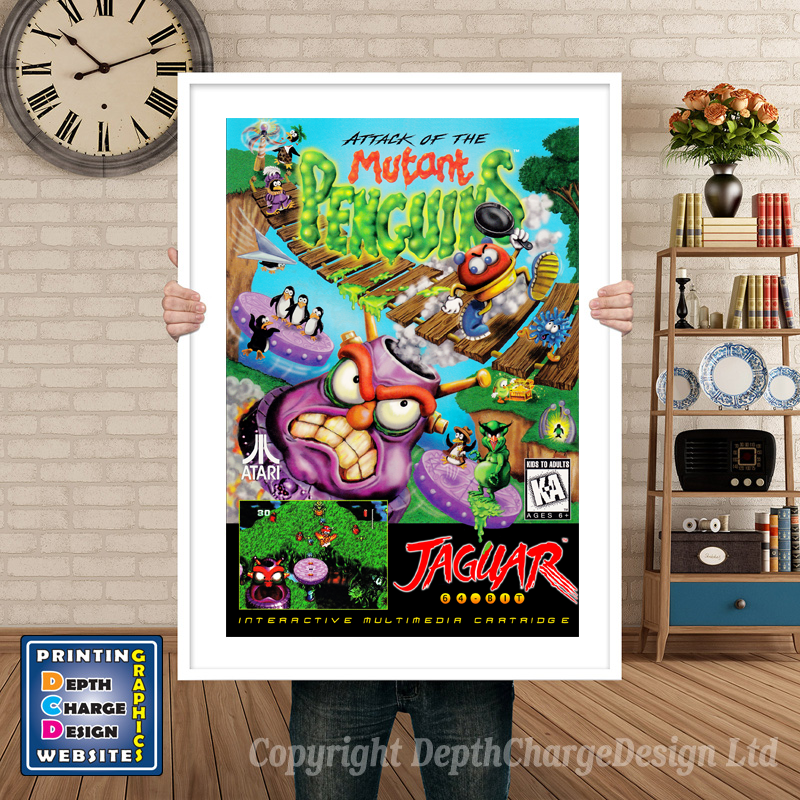 Attack Of The Mutant Penguins Atari Jaguar GAME INSPIRED THEME Retro Gaming Poster A4 A3 A2 Or A1