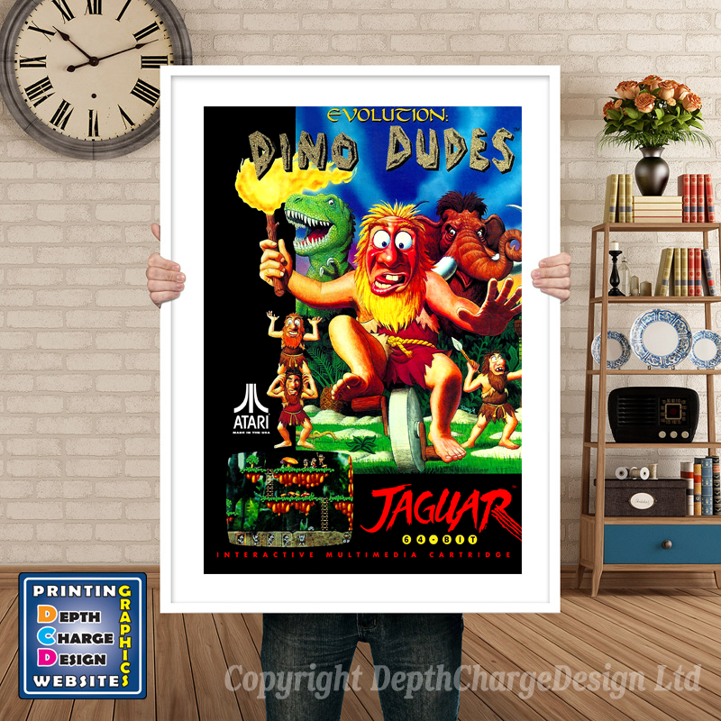 Evolution Dinodudes Atari Jaguar GAME INSPIRED THEME Retro Gaming Poster A4 A3 A2 Or A1