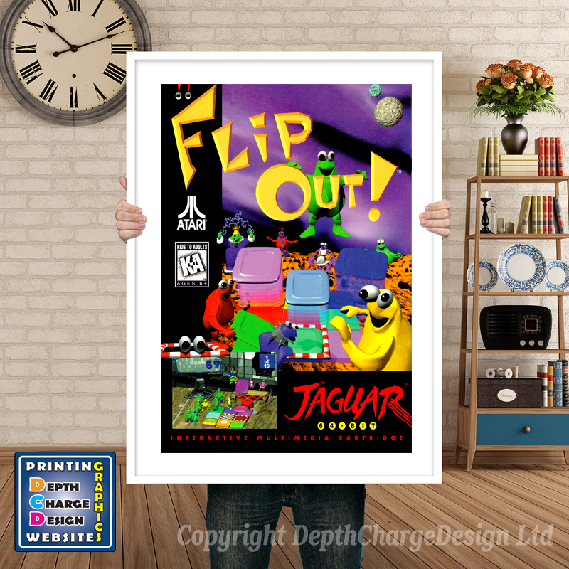 Flipout Atari Jaguar GAME INSPIRED THEME Retro Gaming Poster A4 A3 A2 Or A1