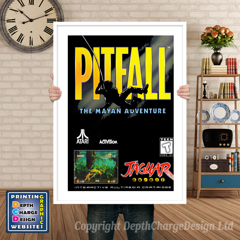 Pitfall Atari Jaguar GAME INSPIRED THEME Retro Gaming Poster A4 A3 A2 Or A1