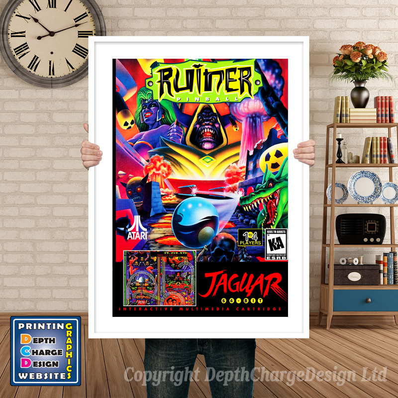 Ruiner Pinball Atari Jaguar GAME INSPIRED THEME Retro Gaming Poster A4 A3 A2 Or A1