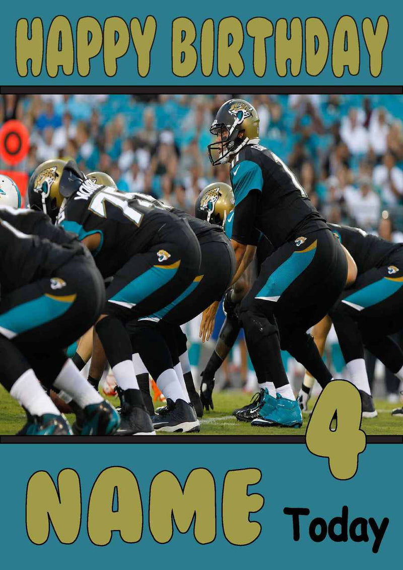 Personalised Jacksonville Jaguars THEME INSPIRED Style PERSONALISED Kids Adult FUNNY Birthday Card