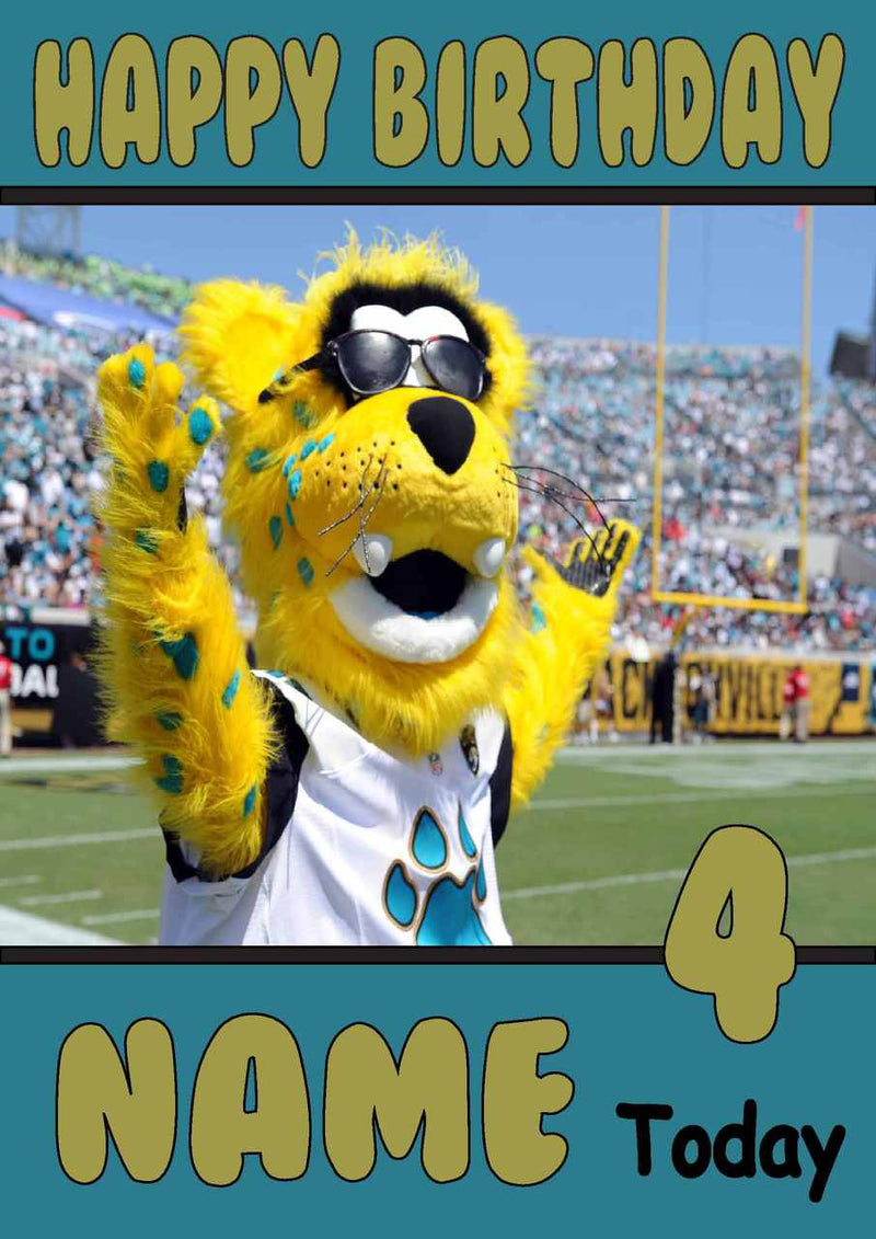 Personalised Jacksonville Jaguars THEME INSPIRED Style PERSONALISED Kids Adult FUNNY Birthday Card 2