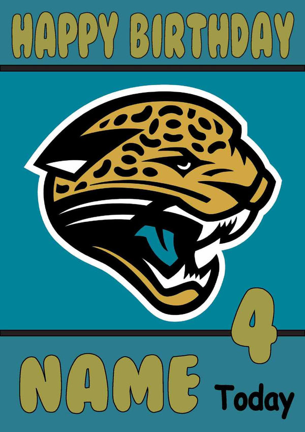 Personalised Jacksonville Jaguars THEME INSPIRED Style PERSONALISED Kids Adult FUNNY Birthday Card 3