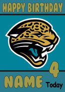 Personalised Jacksonville Jaguars THEME INSPIRED Style PERSONALISED Kids Adult FUNNY Birthday Card 3