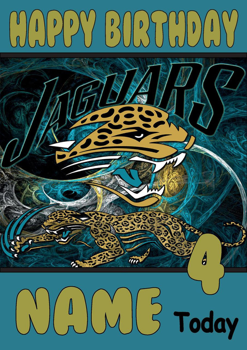 Personalised Jacksonville Jaguars THEME INSPIRED Style PERSONALISED Kids Adult FUNNY Birthday Card 4
