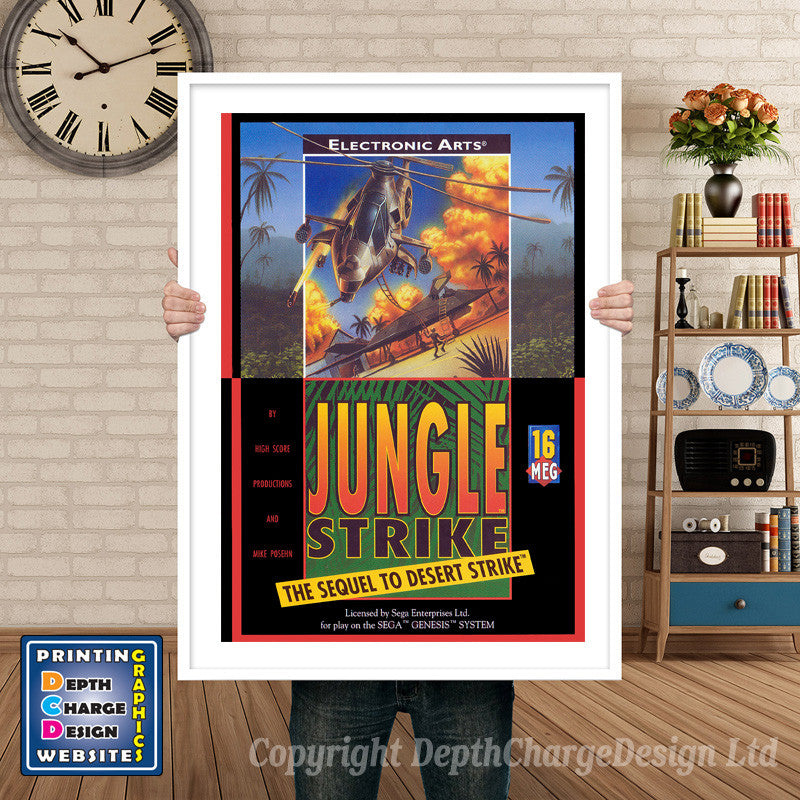 Jungle Strike - Sega Megadrive Inspired Retro Gaming Poster A4 A3 A2 Or A1