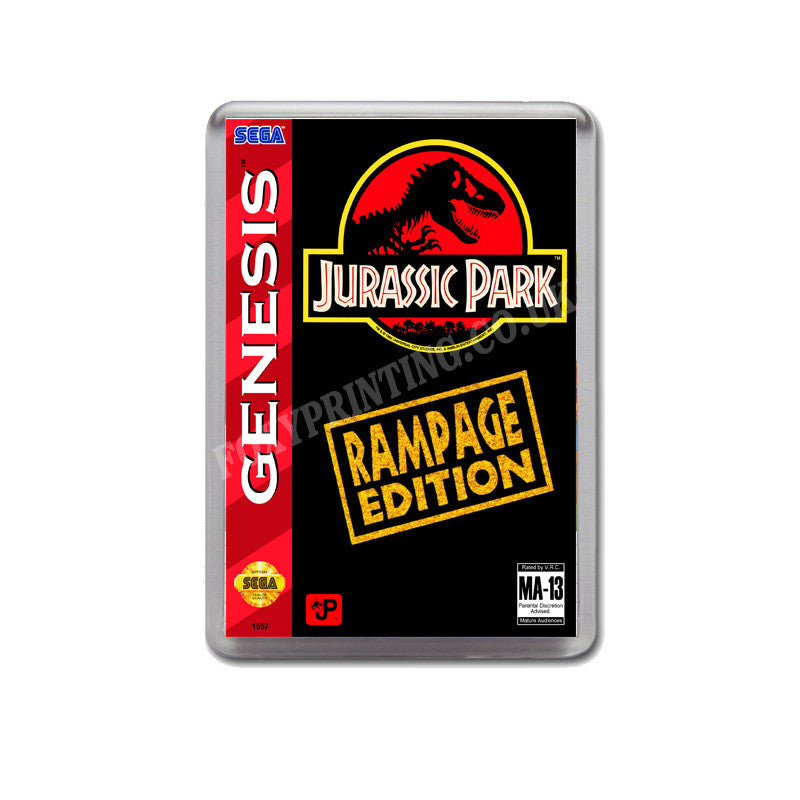 Jurassic Park Rampage Edition Ca Game Style Inspired Sega Megadrive Retro Video Gaming Magnet