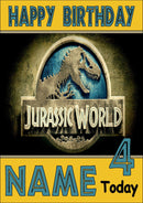 THEME INSPIRED Kids Adult Personalised Birthday Card Jurassic Park Birthday Card 2