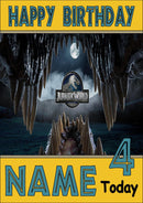 THEME INSPIRED Kids Adult Personalised Birthday Card Jurassic Park Birthday Card 3