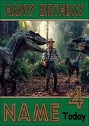 THEME INSPIRED Kids Adult Personalised Birthday Card Jurassic Park Birthday Card 4