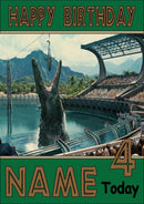 THEME INSPIRED Kids Adult Personalised Birthday Card Jurassic Park Birthday Card 5