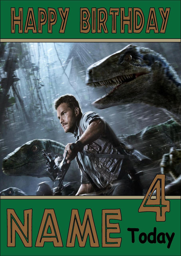 THEME INSPIRED Kids Adult Personalised Birthday Card Jurassic Park Birthday Card 6
