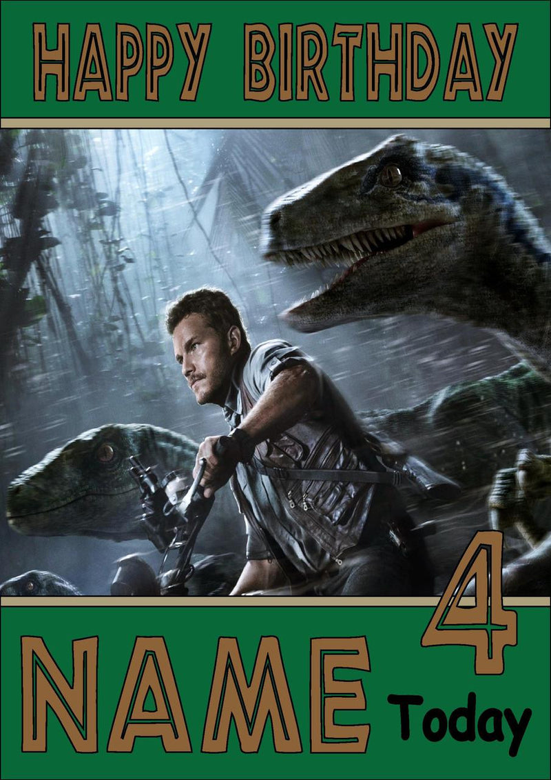 THEME INSPIRED Kids Adult Personalised Birthday Card Jurassic Park Birthday Card 6