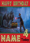THEME INSPIRED Kids Adult Personalised Birthday Card Jurassic Park Birthday Card 9