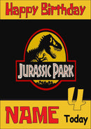 THEME INSPIRED Kids Adult Personalised Birthday Card Jurassic Park Birthday Card