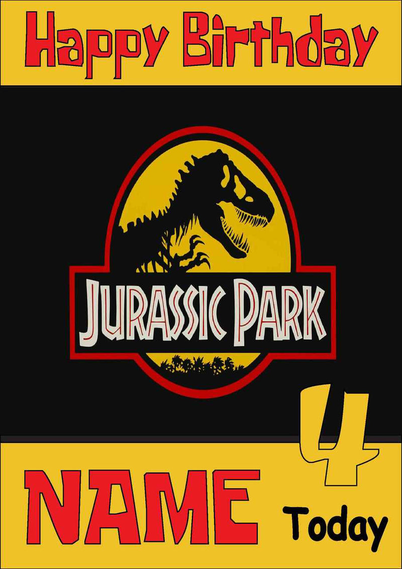 THEME INSPIRED Kids Adult Personalised Birthday Card Jurassic Park Birthday Card