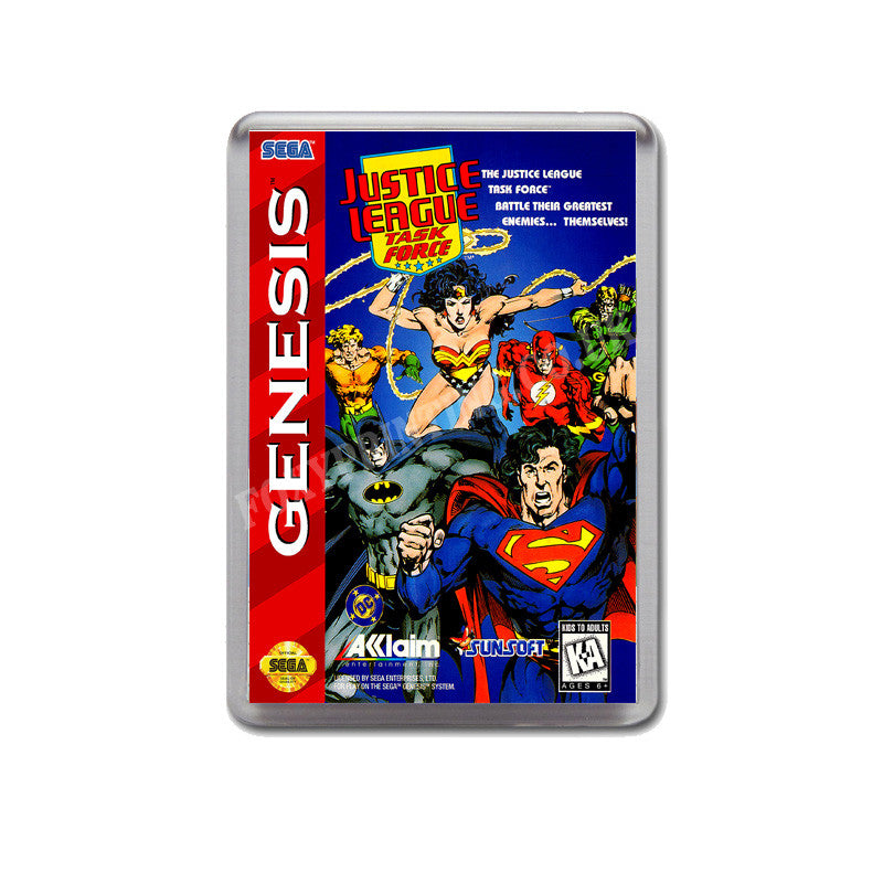 Justice League Task Force Game Style Inspired Sega Megadrive Retro Video Gaming Magnet