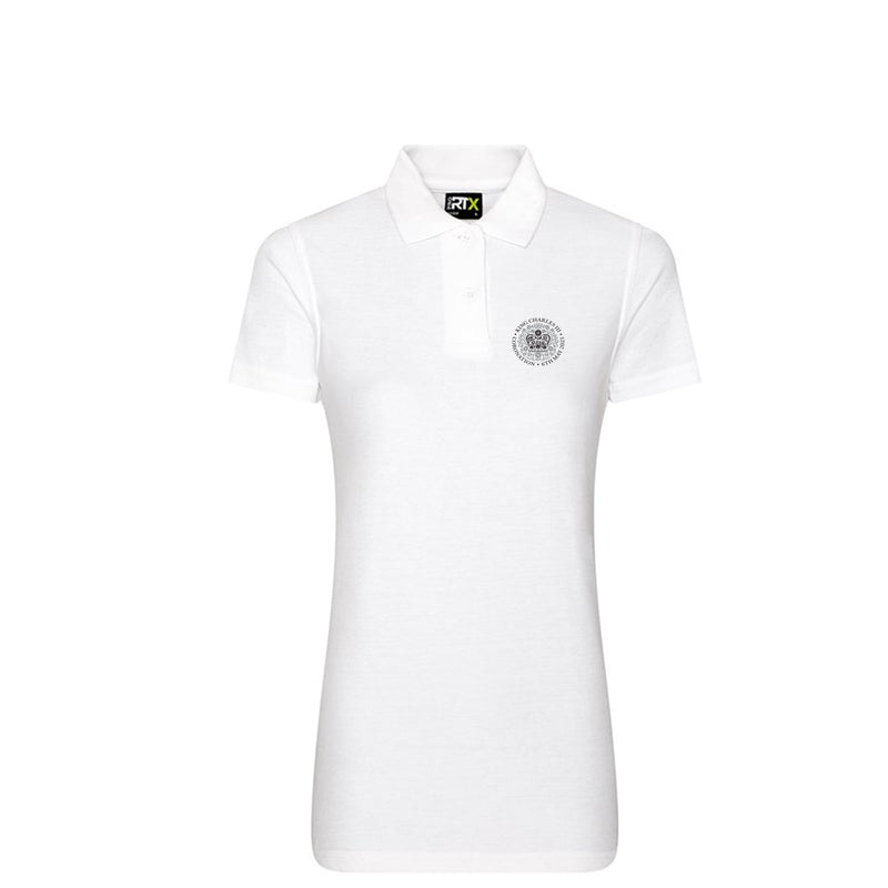 Kings Coronation Women's White Polo Shirt - Polo With Kings Coronation Logo