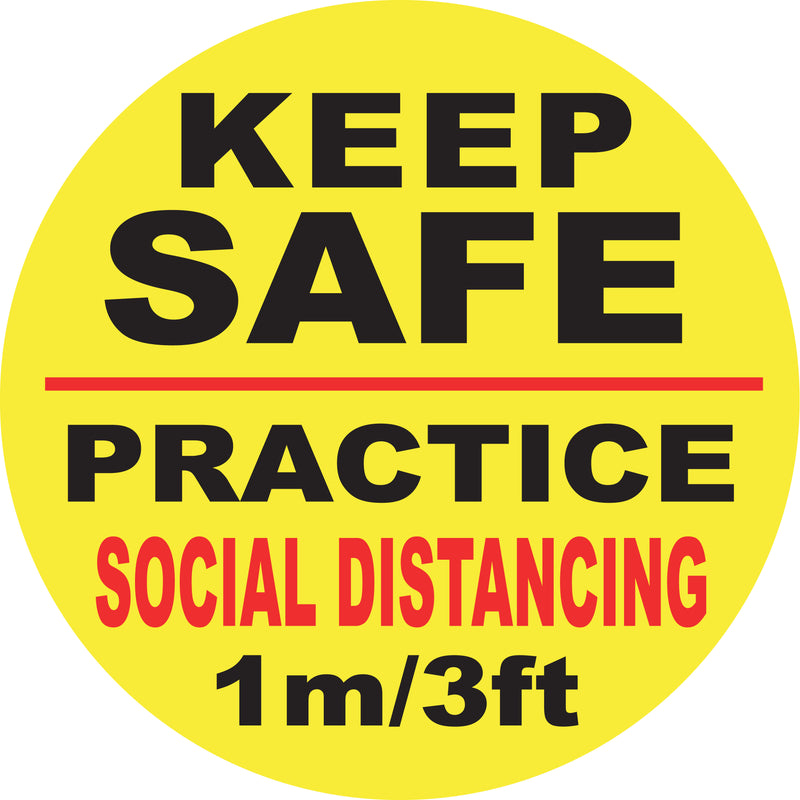 Keep Safe Practice Social Distancing 1m 3ft Social Distancing Floor Stickers