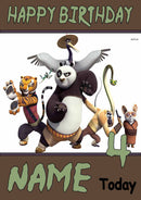 THEME INSPIRED Kids Adult Personalised Birthday Card Kung Fu Panda Birthday Card