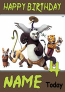 THEME INSPIRED Kids Adult Personalised Birthday Card Kung Fu Panda Birthday Card 4
