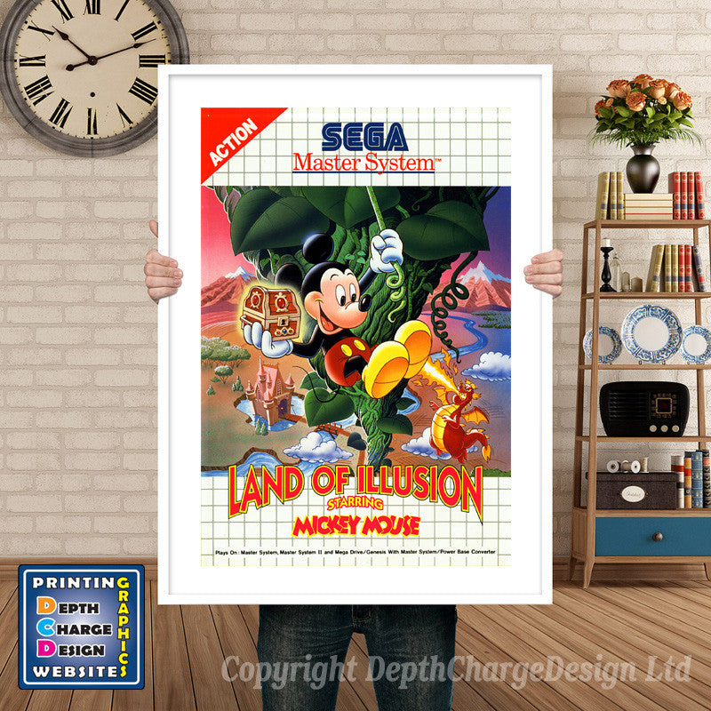 Land Of Illusion Starring Mickey Mouse Eu Inspired Retro Gaming Poster A4 A3 A2 Or A1