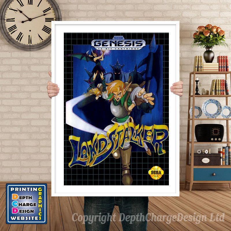 Land Stalker 2 - Sega Megadrive Inspired Retro Gaming Poster A4 A3 A2 Or A1