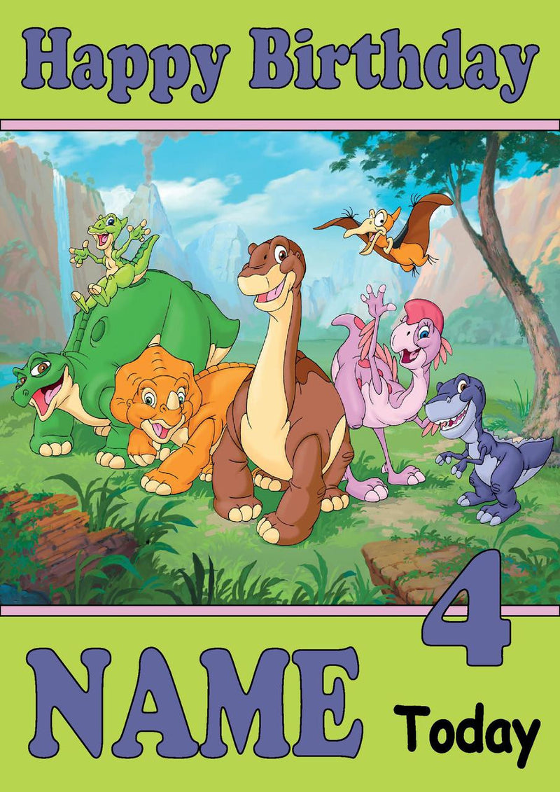 THEME INSPIRED Kids Adult Personalised Birthday Card Land Before Time Birthday Card