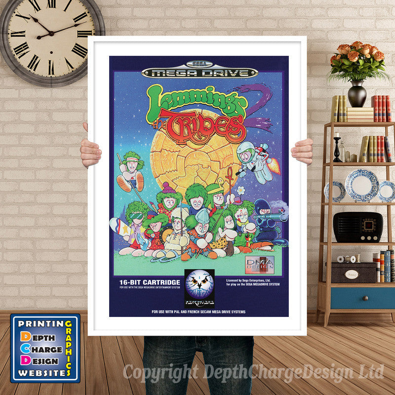 Lemmings 2 Eu - Sega Megadrive Inspired Retro Gaming Poster A4 A3 A2 Or A1