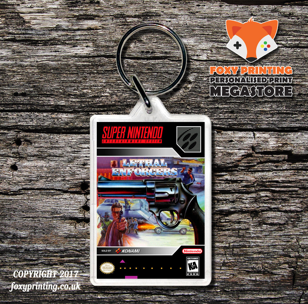 Lethal Enforcers Game Inspired Retro Gaming Keyring
