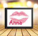 Personalised Lips 1 (2) Word Art Poster Print