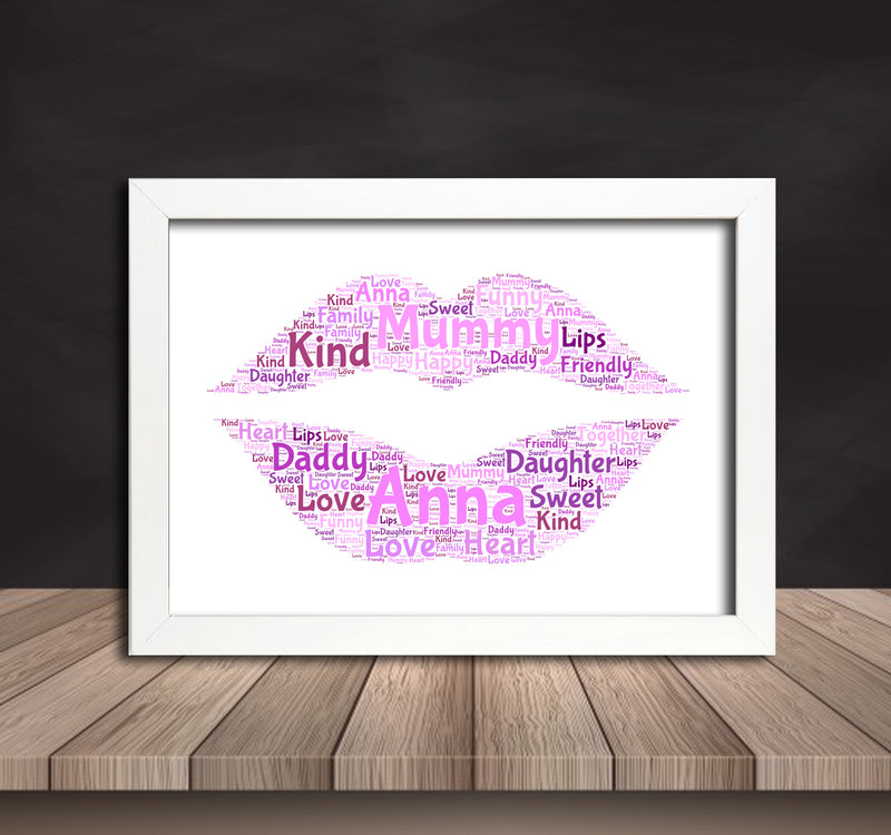 Personalised Lips 1 (3) Word Art Poster Print