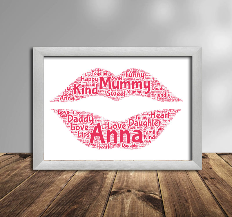 Personalised Lips 1 Word Art Poster Print