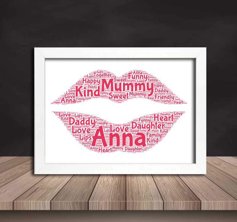 Personalised Lips 1 Word Art Poster Print