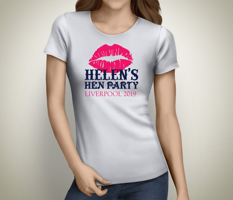 Lips Hen Colour Custom Hen T-Shirt - Any Name - Party Tee