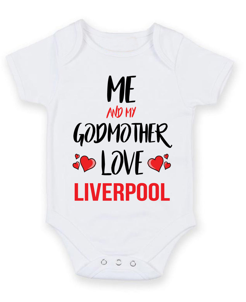 Me and My Godmother Love liverpool Personalised FOOTBALL TEAM Baby Grow