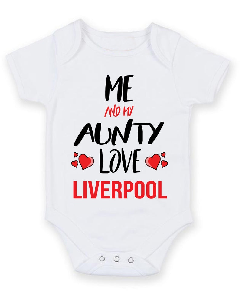 Me and My Aunty Love liverpool Personalised FOOTBALL TEAM Baby Grow