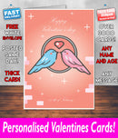 Love Birds PERSONALISED Girlfriend Boyfriend Wife Hubby VALENTINES CARD Valentines Day Card