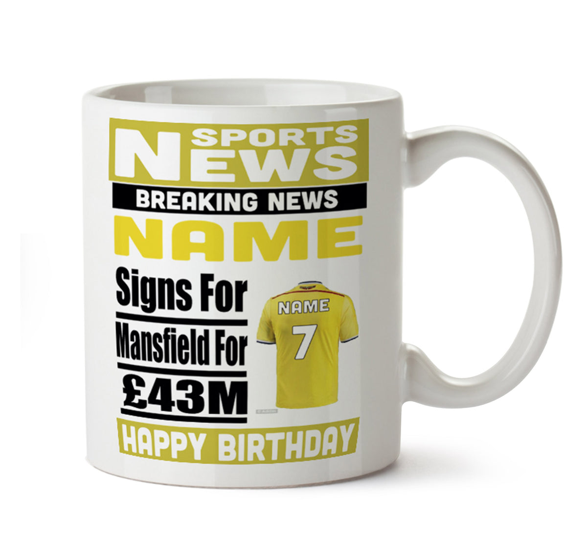 Personalised SIGNS FOR Mansfirld Football Mug Personalised Birthday Mug – printed mug product image 1