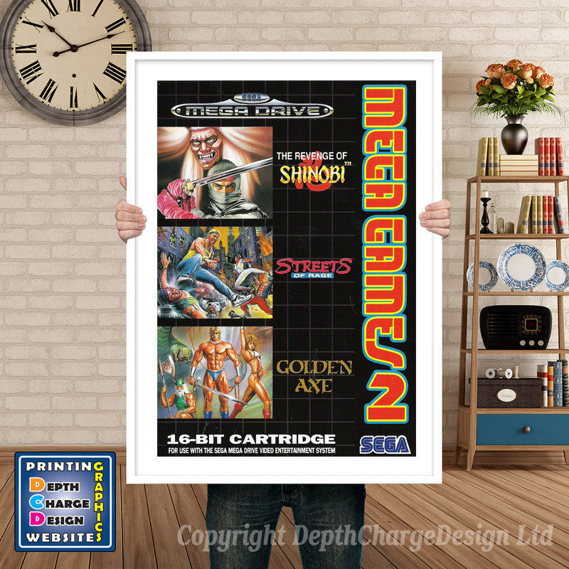 Mega Games 2 Eu - Sega Megadrive Inspired Retro Gaming Poster A4 A3 A2 Or A1