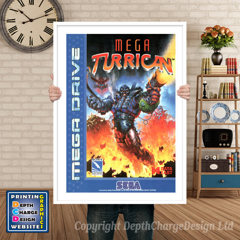 Mega Turrican Eu - Sega Megadrive Inspired Retro Gaming Poster A4 A3 A2 Or A1
