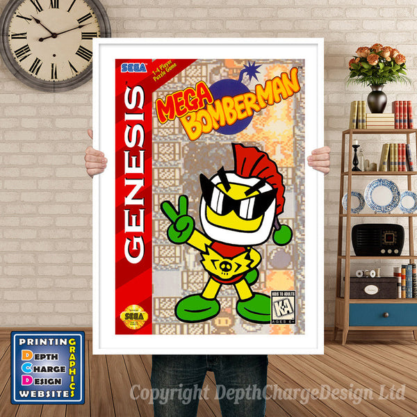 Megabomberman - Sega Megadrive Inspired Retro Gaming Poster