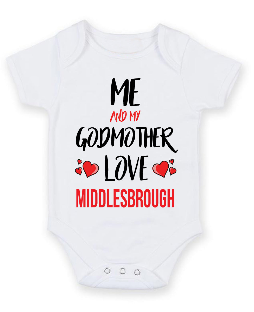 Me and My Godmother Love middlesbrough Personalised FOOTBALL TEAM Baby Grow – Me and My Godmother Love Middlesbrough Personalised Football Team Baby Grow