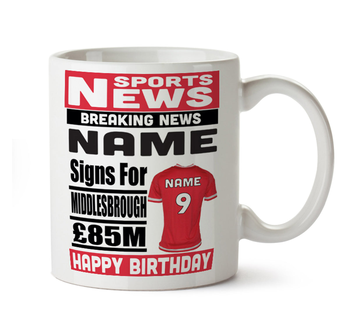 Personalised SIGNS FOR Middlesbrough Football Mug Personalised Birthday Mug – printed mug product image 1